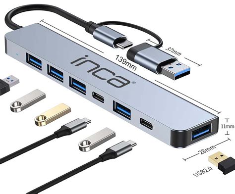 Inca IUTP-7T USB/Type-C Hub X5 USB 3.0 + 2 Type-C.