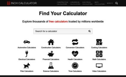 Inch Calculator - Thousands of Free Calculators - Milonic