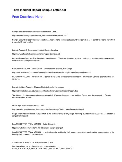 Incident report theft sample. , &ldquo;an unknown individual gained unautho...