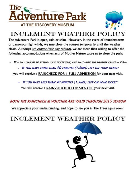 Inclement weather policy and procedure. This should include routine oil changes, tire rotations, brake inspections, and safety checks. Keep Impeccable Records: Record keeping is critical to being prepared for severe weather events. Knowing when the last time tires were changed, for example, can let you make the right decisions before sending a driver out into the rain. 