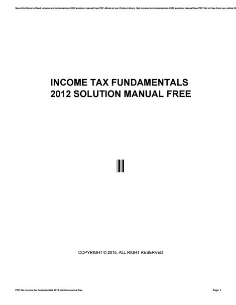 Income tax fundamentals 2012 solution manual. - Manual de la segadora rotativa kubota.