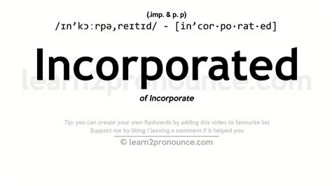 Incorporated Meaning / Definitions