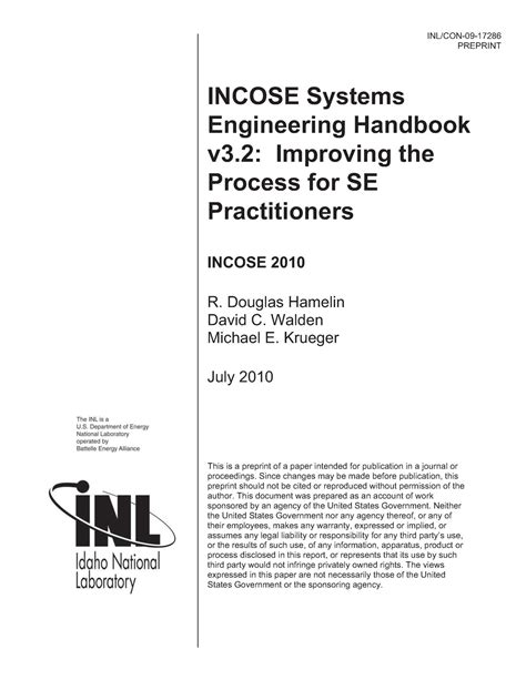 Incose systems engineering handbook v3 2 2. - Continental c90 operating and service manual.