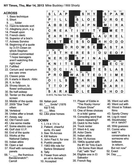 Answers to each clue for the May 18, 2024 edition of NYT's The Mi