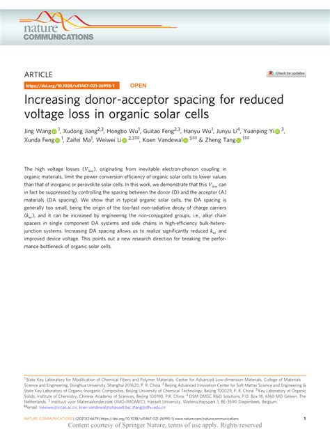 Increasing donor-acceptor spacing for reduced voltage …