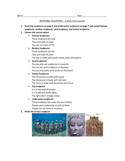 Incredible Sculptures Worksheet 1 - Macmillan Education …