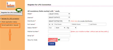 Indane - Cancel application request National Government Servi…