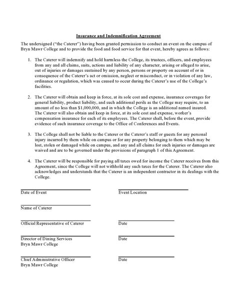 Indemnification Form Template DocTemplates