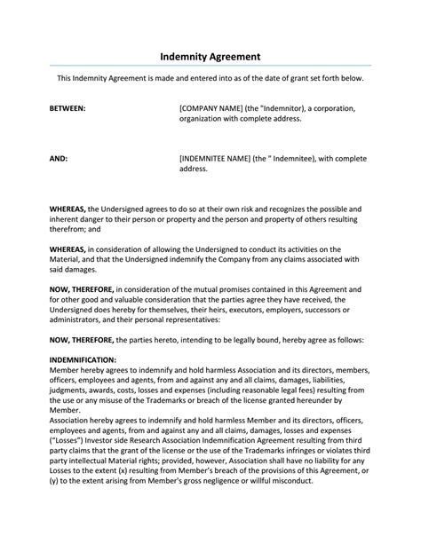 Indemnity Agreement Sample by Martha Stewart Issuu