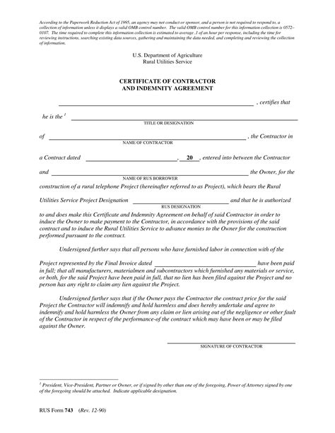 Indemnity Form Template