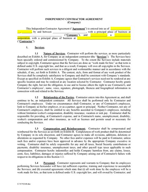 Independent Contractor Agreement For Programming Services Non
