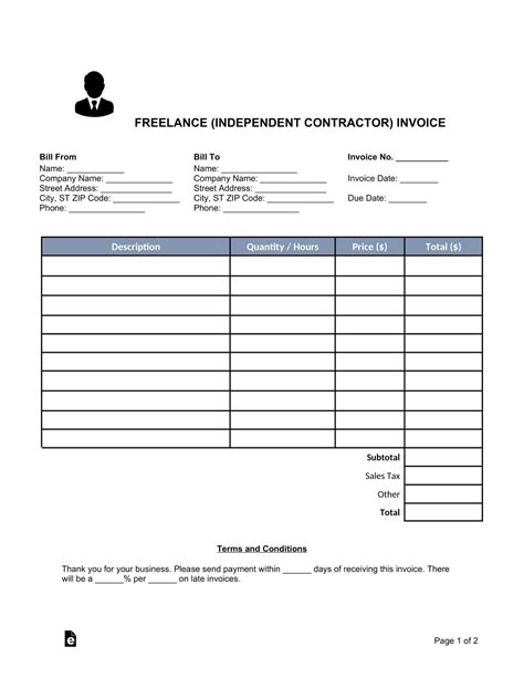 Independent Contractor Invoice Template Excel Invoice Example inside