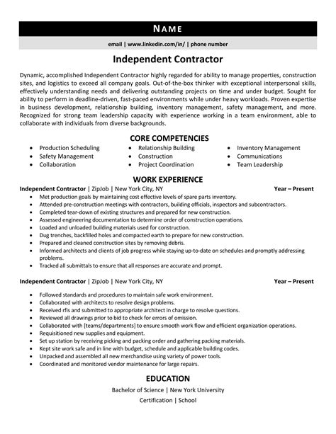 Independent Contractor Resume Examples & Writing Tips