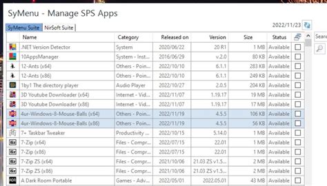 Independent update of Portable Symenu 5.