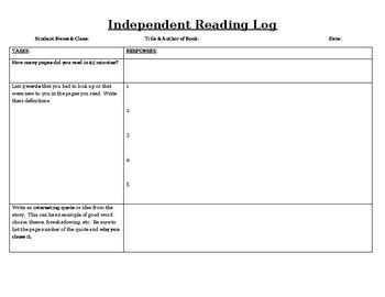 Independent reading log.  The school board serves to oversee school policy...
