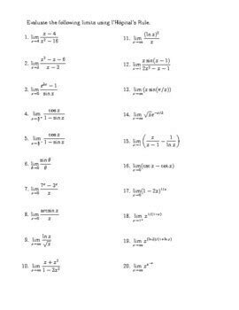 Indeterminate forms of limits Math Worksheets & Math Videos Ottawa