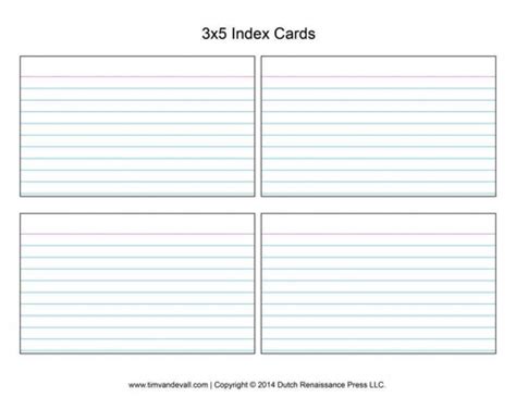 Index Card Template 3X5