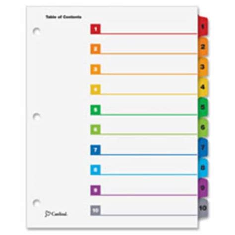 Index Divider System 1 Step Printed 115 15 Tabs Multicolor Crd61518