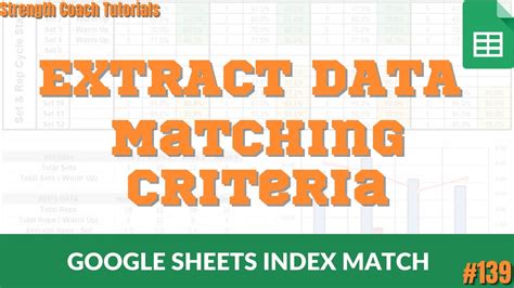 Index Match in Google Sheets to Extract Data YouTube