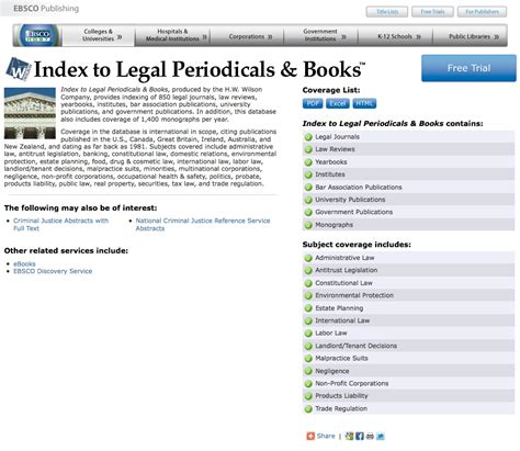 Index to Legal Periodicals & Books - Universiteitsbibliotheek