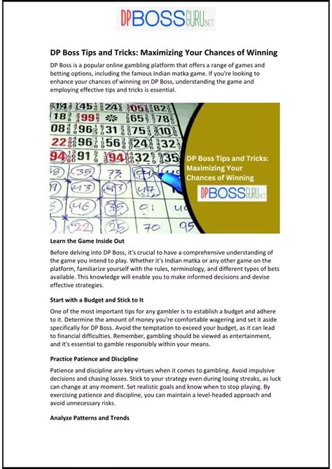 Indian DP Boss: A Comprehensive Guide to Maximizing Your Winnings