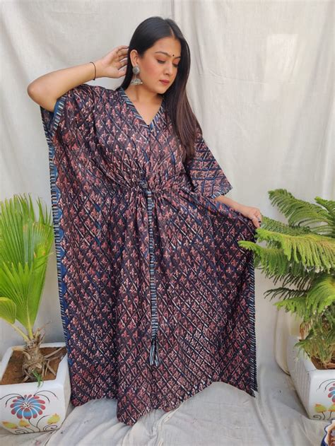 Indian Printed Cotton Kaftan Beach Wear Maxi Dress Robe …