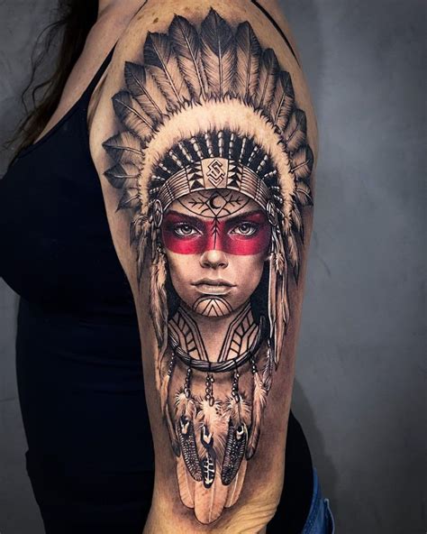 Indian Tattoo Indian women tattoo, Native tattoos, Headdress tattoo