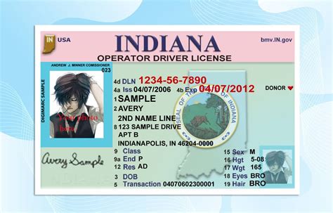 Indiana Drivers License Template PSD File