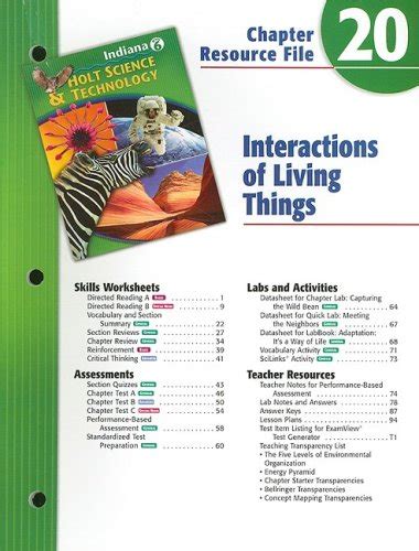 Indiana Holt Science Amp Technology Chapter 19 Resource File Interactions Of Living Things