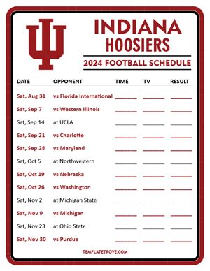 Indiana Hoosiers Football Tickets, 2024 Matchup Schedule