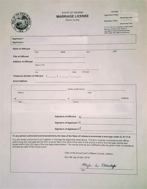 Indiana Marriage Certificate Copy