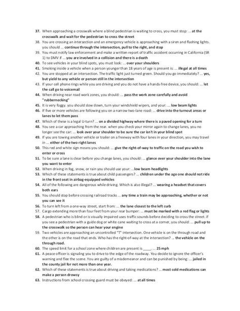 Indiana Permit Test Cheat Sheet Cheat Sheet