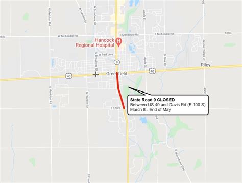 Indiana state road 9 closure. The Indiana Department of Transportation announced today the closure of State Road 1 north of Brookville near Blooming Grove for multiple bridge replacement projects. Beginning on or after Tuesday, May 30, crews will begin work on one of four bridge replacement projects on State Road 1. The first two projects are located approximately … 
