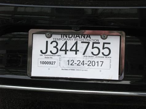 Indiana temporary plates. If you receive a temporary plate from a branch, do not display it in your back window! It’s illegal. Instead, use screws to attach it to your vehicle like a normal license plate. 