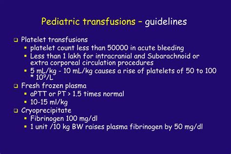 Indication of blood transfusion in pediatric
