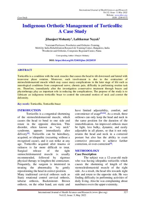 Indigenous Orthotic Management of Torticollis - ijhsr.org