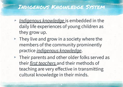 Indigenous and ancestral knowledge: Case study of the Eastern …