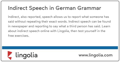 Indirect Speech in German Grammar - Lingolia