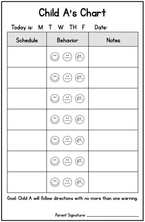 Individual Behavior Chart Daily Schedule Classroom behavior