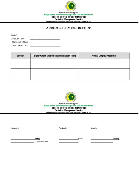 Individual Worksheet Accomplishment Report