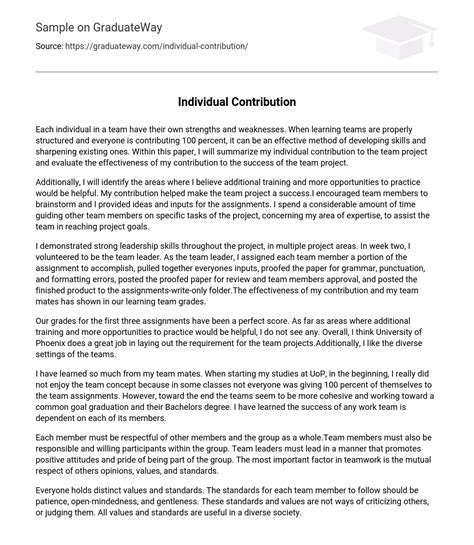 Individual contribution summary example.  Learn how to prepare, highligh...