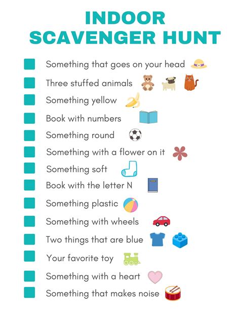 Indoor Scavenger Hunt For Kids Free Printable Thrifty Nw Mom