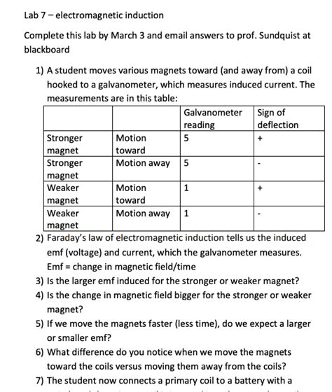 Induction Lab Electromagnetic Answers