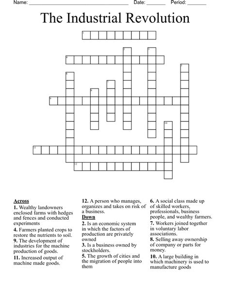 Download and print this Industrial Revolution Reforms crossword puzzle. PDF will include puzzle sheet and the answer key. Edit Print PDF - Letter PDF - A4. Origins of Rome. History of the Métis People. The Battle of France.