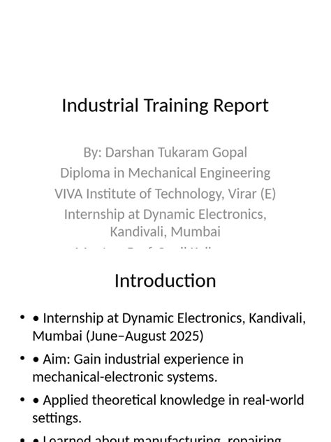Industrial training report for mechanical engineering ppt pdf.  It details the projects u...