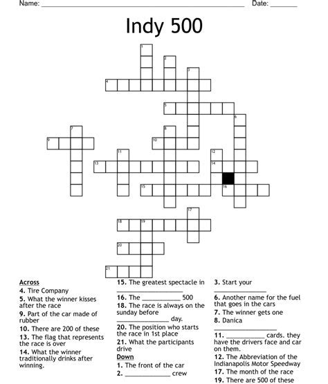The Crossword Solver found 30 answers to "indianapolis 500 venue,", 9 letters crossword clue. The Crossword Solver finds answers to classic crosswords and cryptic …. 