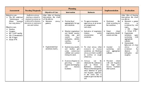 Ineffective Airway Clearance Nursing Care Plan Ncp Assessment NBKomputer