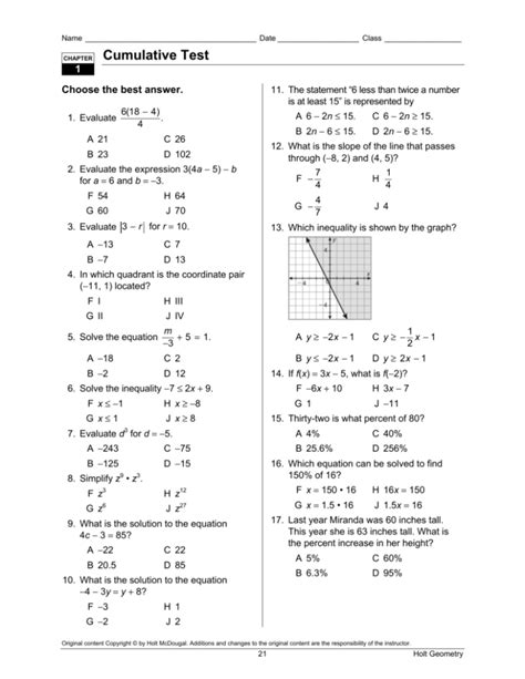Inequalities cumulative test answers algebra 1 mcdougal. - Play with purpose by shane pill.
