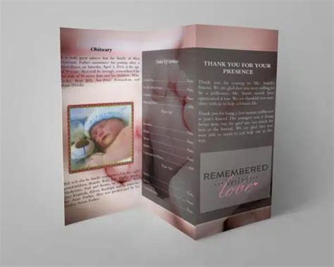Infant Trifold Funeral Program Template Infant Trifold Funeral Template