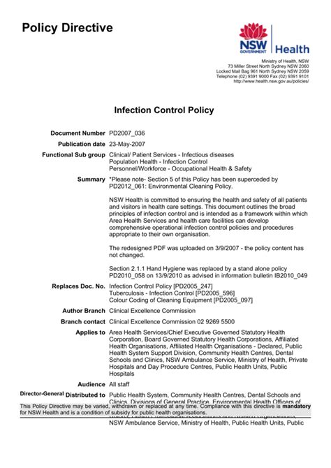 Infection Control Policy
